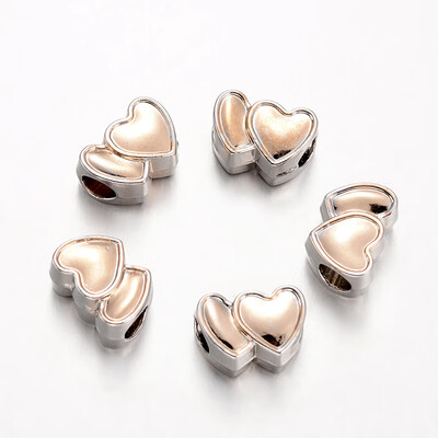 

Heart Alloy European Large Hole Beads Platinum & Golden 10x14x7mm Hole 5mm