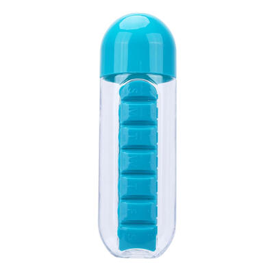 

600ML Plastic 2 In 1 Combine Daily Pill Box Outdoors Drinking Bottles Cups