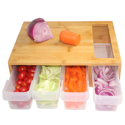 

Siaonvr Bamboo Cutting Board With TraysDraws Wood Butcher Block