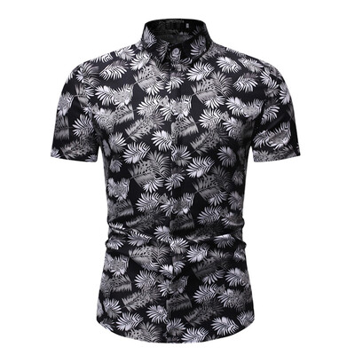 

Tailored Mens Summer New Style Hawaiian Printed Short-Sleeved Shirt Fashion Blouse Top