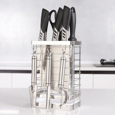

Kitchen Gadget Stainless Steel Cutlery Utensil Rack Holder Organizer Stand Tool