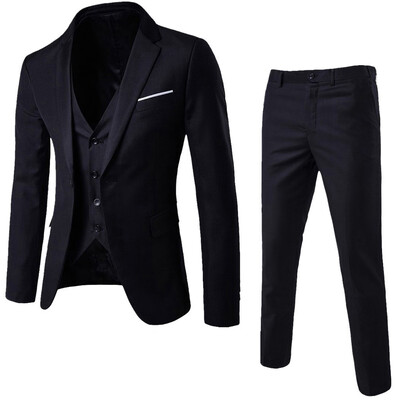 

Gobestart Mens Suit Slim 3-Piece Suit r Business Wedding Party Jacket Vest & Pants