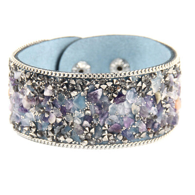 

Bling Rhinestone Leather Wrap Wristband Cuff Punk Crystal Bracelet Bangle Party
