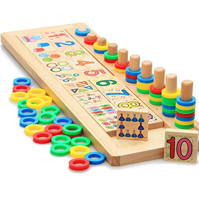 

YIWULAWood Math Blocks Shape Sorter Number&Stacking Learning Toys for Baby Kids
