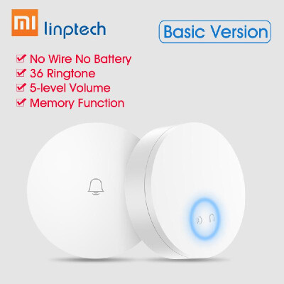 

Xiaomi Mijia Linptech Self Powered Wireless Doorbell Self-generating Electricity Ringtone No Battery No Wire Basic Version