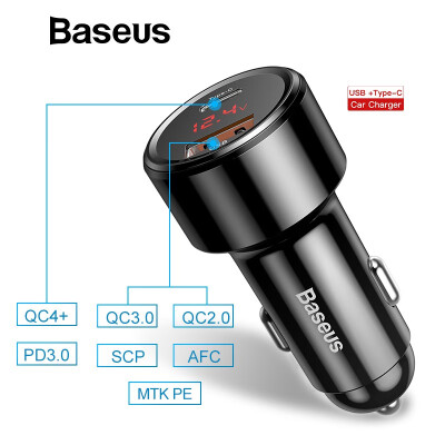 

Baseus Quick Charge 40 30 Car Charger For Xiaomi Mi 9 Redmi Note 7 Pro 45W PD Fast Phone Charger in car AFC SCP For Huawei P30