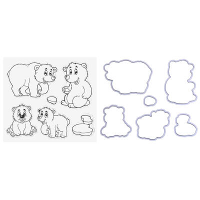 

7pcs Polar Bear Seal Stamp Cutting Dies DIY Scrapbooking Embossing Template