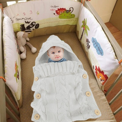 

Newborn Baby Infant Swaddle Wrap Blanket Sleeping Bag Knitted Hooded Sleep Sacks for 0-12 Month Baby