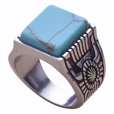 

Fashion Inlaid Square Turquoise Ring for Europe&America Fashion