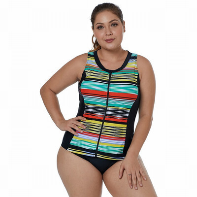 

Tankini vest Womens Swimwear Plus Size striped single-piece Swimwear top