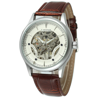 

T-WINNER Winner hollow mens manual mechanical watch male automatic mechanical watch belt