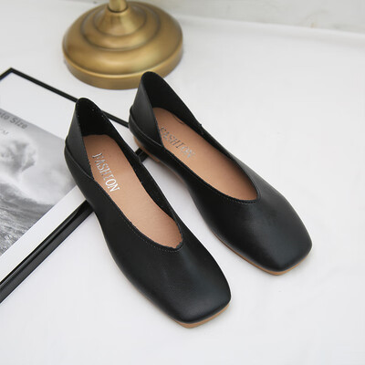 

2019 Spring Sennu flat-bottomed square-headed single shoes two wear shallow pregnant women grandma shoes retro half drag fairy laz