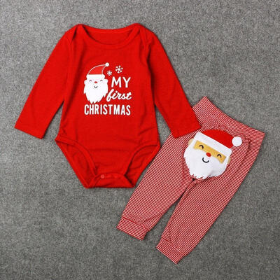 

Christmas Newborn Baby Girls Boys Tops Romper Long Pants Outfits Clothes 0-18M