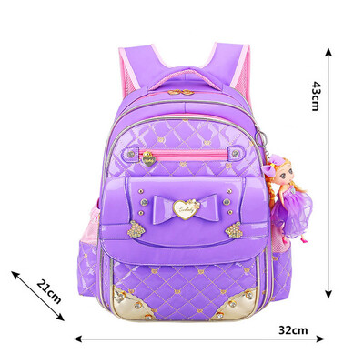

Kids Waterproof Backpack Cute Princess Girl Backpack Children Primary Student School Bag Handbag With 1Pc Keychain