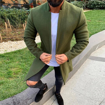 

Toponeto Mens Autumn And Winter New Trench Long Outwear Button Smart Overcoat Coats