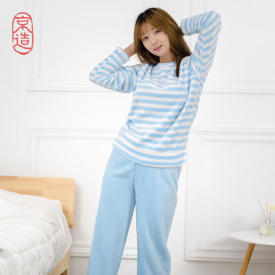 

JZAO ladies coral velvet pajamas set dream blue