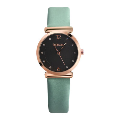 

Simple Style Women Watches Dot Dial Ladies Rhinestone Analog Quartz Wristwatch Design Leather Clock Dress Relogio Feminino