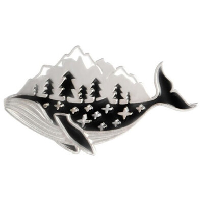 

1pc Unisex Whale Forest Brooches Enamel Pins Badge Clothing Decor Jewelry