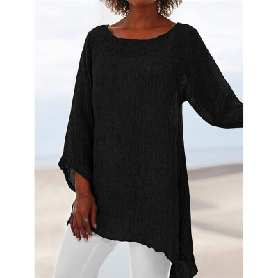 

2019 Womens Long Sleeve Casual Holiday Loose T-Shirt Dress