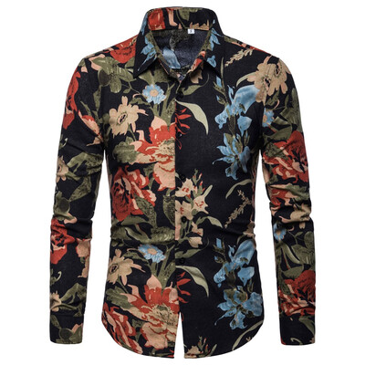 

Tailored Mens Fashion Slim Fit Personality Printed Casual Long Sleeve Shirts Blouse