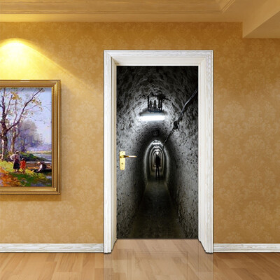 

〖Follure〗3D Creative Door Stickers Bedroom Doors Renovation Waterproof Door Stickers A