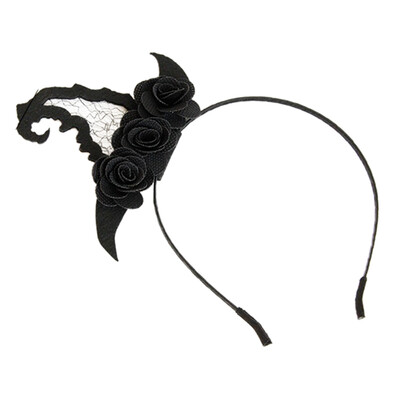 

Women Halloween Headband Spider Web Flower Hair Hoop Party Ornaments Witch Hat Cosplay Lace Veil Topper Girls Hair Accessories