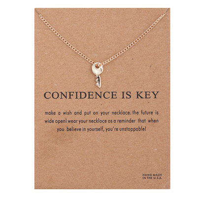 

Sparkling Key gold-color Pendant necklace Key Fashion Clavicle Chains Statement Necklace For Women JewelryHas card