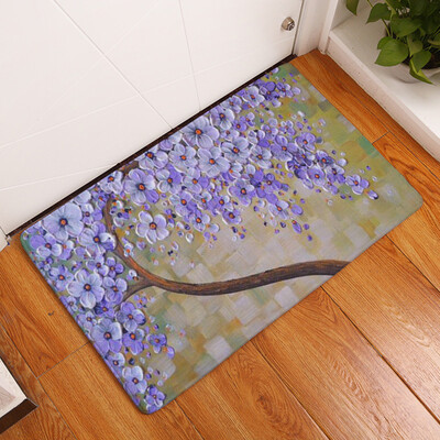 

Toponeto Oil Painting Tree Bath Mats Bedroom Carpets Door Mats Non-Slip