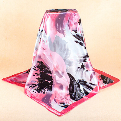 

Simulation silk scarf spot wholesale 90cm satin large square scarf Yiwu scarf factory direct sales special gift