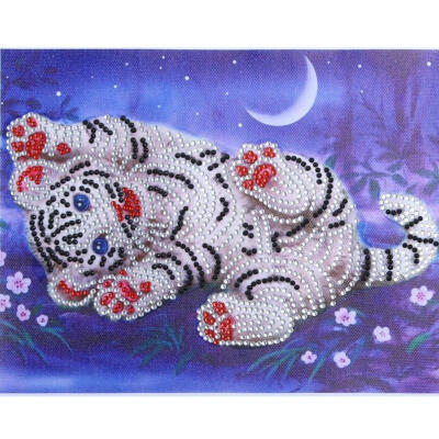 

5D DIY Special Shaped Diamond Painting White Tiger Cross Stitch Embroidery