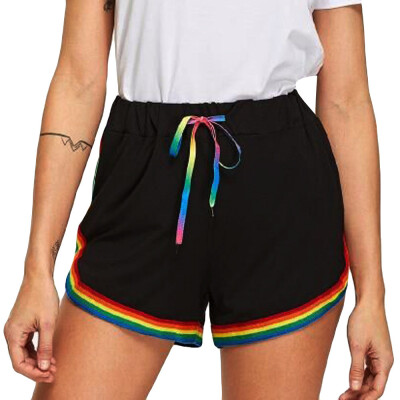 

Tailored Women Rainbow Print Sport Elastic Short Pants Beach Shorts