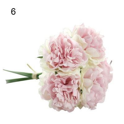 

1 Bouquet 5 Pcs Artificial Flower Fake Peony Wedding Bridal Party Shop Decor