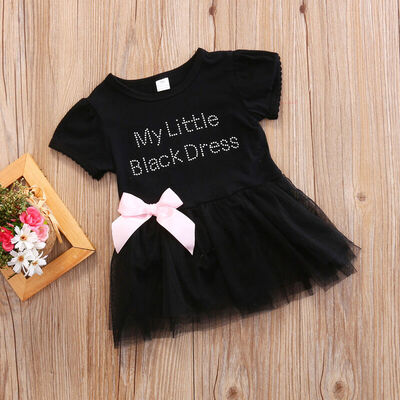 

Newborn Baby Girls Black Lace Princess Tutu Tulle Dress Party Dress Bowknot
