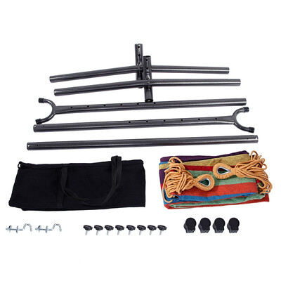 

Patio Outdoor Double Hammock w Steel Stand & Portable Bag Colorful
