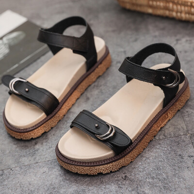 

Korean Flat-soled Sandals Fairy Wind Baitao Student Rome Beach Shoes Thick-soled ins Tide