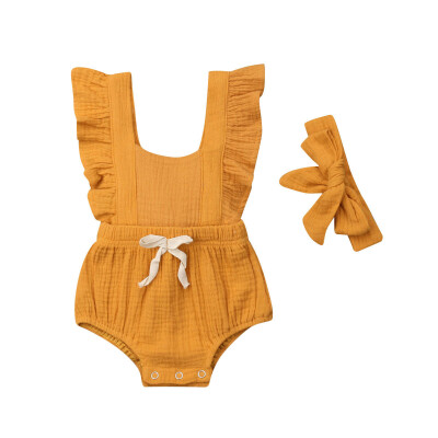 

Newborn Baby Girl Ruffle Romper Bodysuit Jumpsuit Headband Clothes Outfits