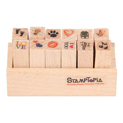 

12 pcsset DIY Cute Cartoon Wooden Seal Diary Scrapbook Stationery Tools