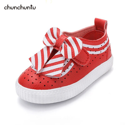 

chunchuntu 2018 Autumn Girl Fashion Sport Sneaker Children Casual Butterfly Trainer Baby Pu Leather Breathable Shoe 2135