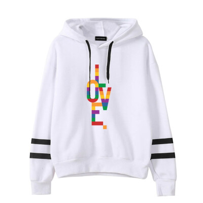 

Lgbt Lesbian Gay Pride Love Rainbow Color Letter Printed Hoodies Casual Long Sleeve Hooded Sweatshirts Pullover Tops