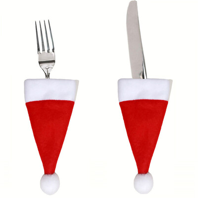 

〖Follure〗Christmas Decorative Tableware Fork Set Christmas Hat Storage Tool