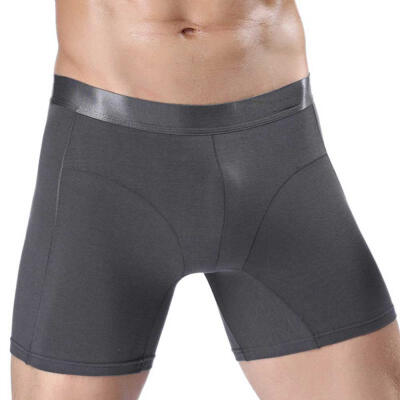 

Mens Pure Color Long Leg Boxer Briefs Cotton Performance Underwear