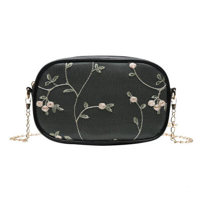 

Lace Flower Decor Shoulder Handbags Women Chain PU Leather Crossbody Bags