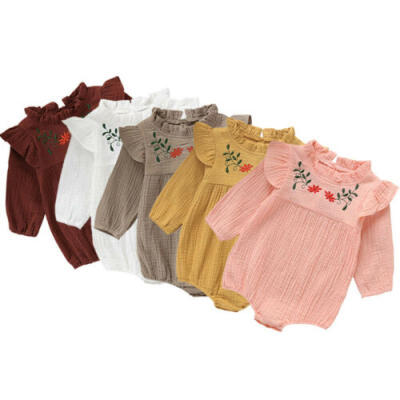 

Newborn Baby Girl Cotton Linen Romper Bodysuit Playsuit Outfit Autumn Clothes