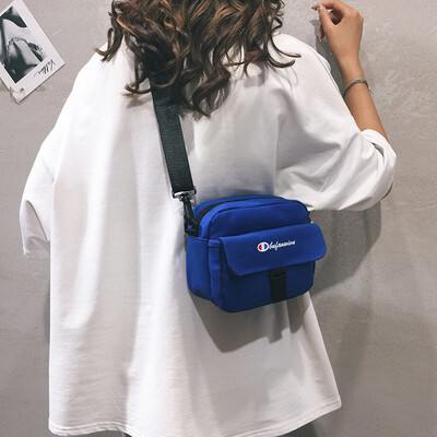 

Net red di di bag female 2019 new fashion wild canvas bag Korean version ins Harajuku student shoulder Messenger bag