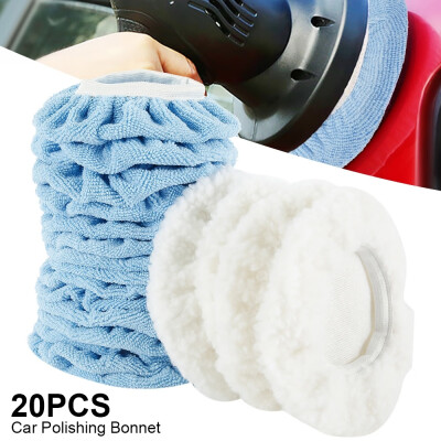 

20 Packs Car Polisher Pad Bonnet Set Soft Microfiber Waxers Polishing Bonnet Auto Care Buffing Pad Cover for Car Polisher