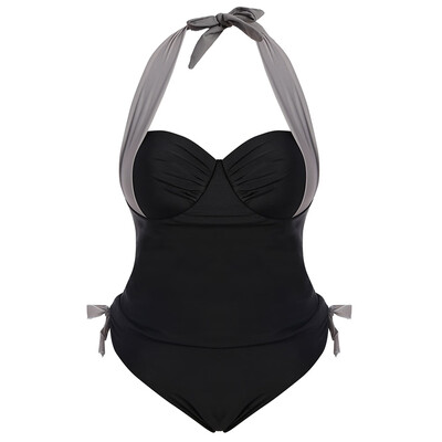 

Vintage Plus Size Halter Tankini Swimwear
