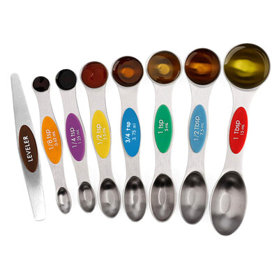 

8PcsSet Stainless Steel Magnetic Double Heads Measuring Spoons Kitchen Tools