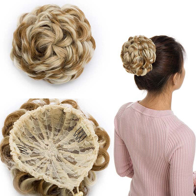 

Messy Hair Bun Chignons Synthetic Hair Extensions Wavy Updo Scrunchy Hairpieces