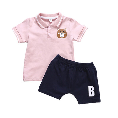 

Summer Baby Boys Clothes Baby Girl Clothing Sets Short Sleeve Cartoon Bear Print Tops T-shirt Shorts Toddler Casual Outfits