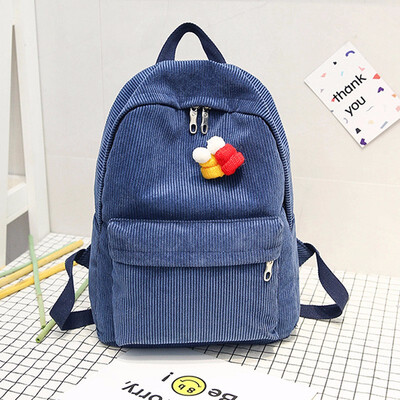 

Cute Backpacks High School Stripe Backpack Women Corduroy Solid Travel Bags Preppy Style Soft Fabric Back Pack Female 2018